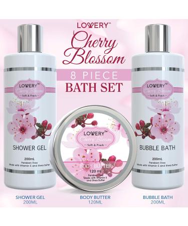 Cherry Blossom Spa Gift Basket Set for Women - Luxury Bath and Body Set with Lotions, Bath Bombs, Mirror, Travel Bag - Perfect Christmas Gift - Buy Online on SooperMarket.com