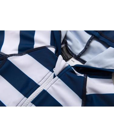 Bonverano Baby Boys Swimsuit - UPF 50+ Full-Zip Hoodie One Piece Swimwear 12-18 Months | Hooded White Stripe - Buy Online on SooperMarket.com