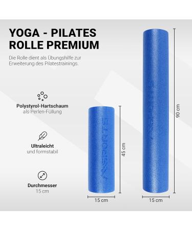 Premium Yoga Roll & Pilates Fascia Roller - 90 x 15 cm - Blue for Stretching & Recovery - Buy Online on SooperMarket.com