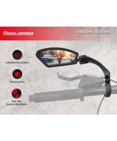 Pedal Heroes Foldable Bike Mirror with Cleaning Cloth & Bag | Stable Handlebar Rear Mirror for E-Bikes - Buy Online on SooperMarket.com