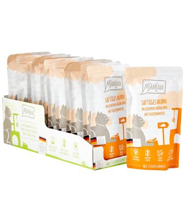 Mjamjam - Premium wet food for cats - squeezing - juicy chicken on delicious carrot 12 x 125 g) grain free with extra meat chicken + carrot 125 g (12 Pack)