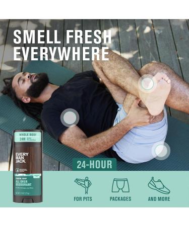 Every Man Jack All Over Deodorant - 24 Hour Whole Body Odor Protection - Aluminum Free - Coastal Surf Scent 2.6 oz (1 Pack) Coastal Surf 2.6 oz (Pack of 1) - Buy Online on SooperMarket.com