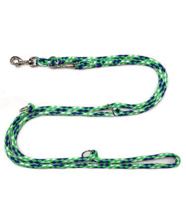 Dogeline Double leash Practice line for medium dogs up to 45 kg over 39 colors very stable (3.50 m reno) 3.50 m green-purple white