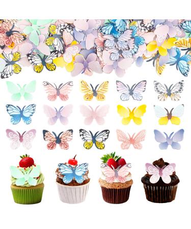 Alegre edible butterflies for cake 72 pieces of butterfly Tortendendeko edible muffin decoration birthday butterflies decorative cake dining paper tortendeco wedding butterflies cake decoration for babyparty butterflies 72 pieces