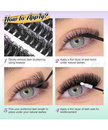 PHKERATA Fluffy Cluster Lashes DIY Extension Kit 8-18MM D Curl Individual Eyelashes | 200Pcs Lash Clusters with Bond, Seal, Tweezers | 70P Kit - Buy Online on SooperMarket.com
