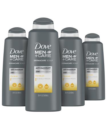 Dove Men+Care 2-in-1 Shampoo and Conditioner for Dry Scalp Itch Relief Hair Care With Hydrolock Complex 20.4 oz 4 Count