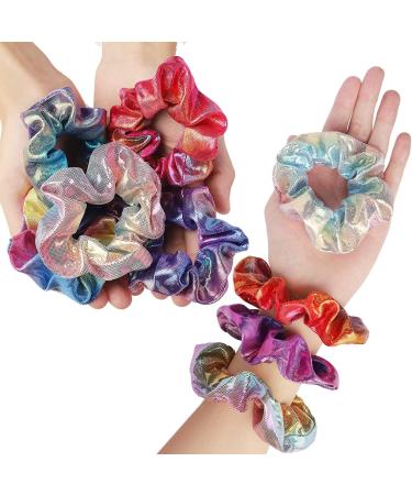 24-Piece Metallic Scrunchies - Shiny Mermaid Hair Ties for Women & Girls | Colorful Elastic Ponytail Holders - Neon Hair Accessories - Buy Online on SooperMarket.com