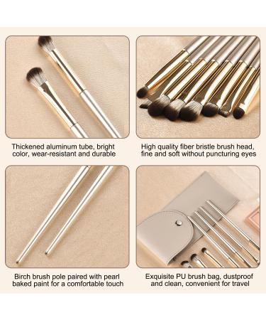 Yoezuo Make Up Brush Set 8 Pieces Eyeshadow Brush Set with PU Bag Eye Brush Makeup Brush Foundation Brush Cosmetic Brush for Eyeshadow Eyebrow Eyeliner Blending (Gold) - Buy Online on SooperMarket.com
