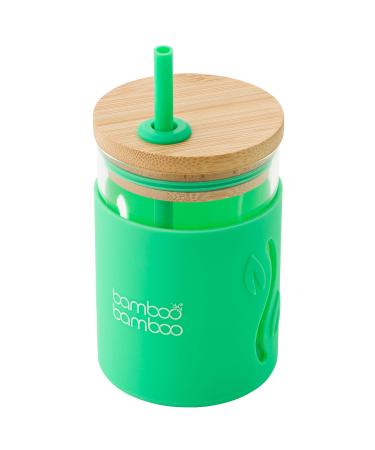bamboo bamboo Toddler Sippy Cup with Straw and Lid  Transition Drinking Cup for Kids Holds 11.8 oz of Milk  Juice  Water or Smoothies   Glass Kids Cup with Impact-Resistant Silicone Sleeve and Straw Green