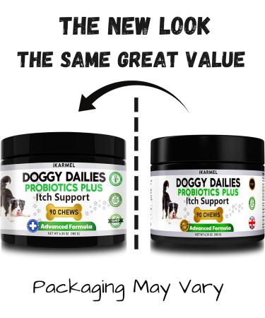 iKARMEL Doggy Dailies Probiotics for Dogs | Canine Supplements for Digestive and Immunity Support | Skin Health and Itch Relief | Vitamin Treats for Dogs | Probiotic (90 Chews) - Buy Online on SooperMarket.com