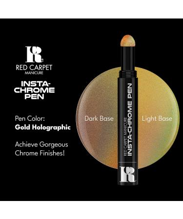 Red Carpet Manicure Insta-Chrome Pen for Mirror Nails | Easy Rub-On Application | Multiple Looks Over Light & Dark Colors | Gold Holographic | 0.02 Oz. - Buy Online on SooperMarket.com
