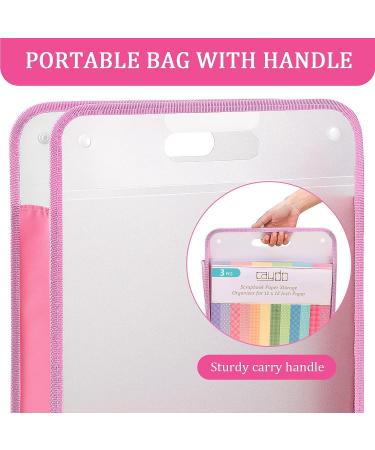 Caydo Pink Scrapbook Paper Storage Organizer for 12x12 Sheets with Transparent Handle - Buy Online on SooperMarket.com