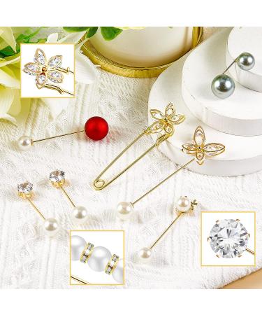 35-Piece White Faux Pearl Brooch Pins Set for Women - Elegant Clothing Decoration Accessories - Buy Online on SooperMarket.com