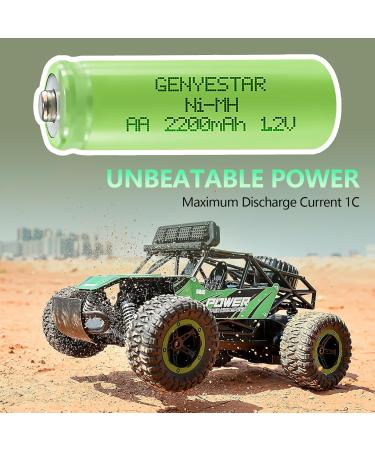 Rechargeable AA Batteries 2200mAh - Pre-Charged NIMH Low Self Discharge | 4 Pack for Solar Lights & Electronics - Buy Online on SooperMarket.com