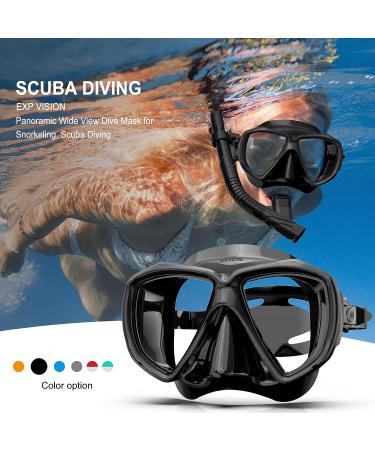 Adults' Snorkel Set with Anti-Fog Spray | Adjustable Panoramic Swim Mask | Dry Top Snorkel Kit for Diving and Swimming | Tempered Glass Scuba Mask in Black - Buy Online on SooperMarket.com