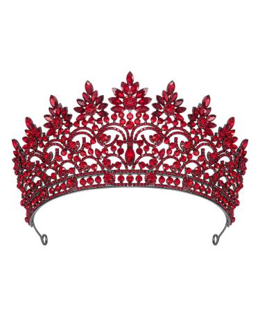SWEETV Tiara Crown for Women Princess Tiara Diadem Wedding Tiaras for Bride Jeweled Pageant Wedding Headpiece Prom Birthday Hair Accessories Red