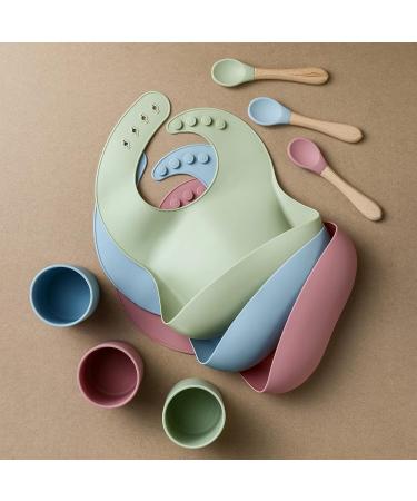 Silicone Baby Feeding Set - Dinosaur Shape Bib & Plate | Baby Suction Dishes - Green (SB008) - Buy Online on SooperMarket.com