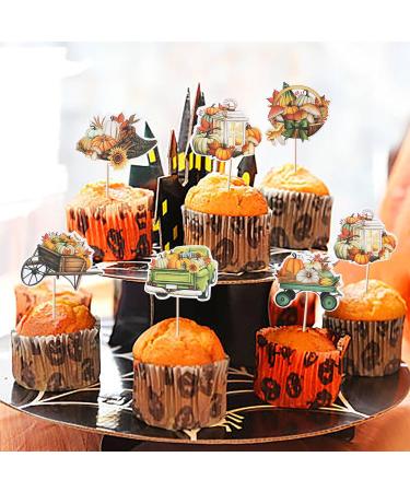 Rsstarxi 36 Pack Pumpkin Thanksgiving Cupcake Toppers Pumpkin Maple Fall Harvest Themed Cupcake Picks Decorations for Thanksgiving Fall Themed Turkey Autumn Party Cake Decorations Style 10 Orange - Buy Online on SooperMarket.com