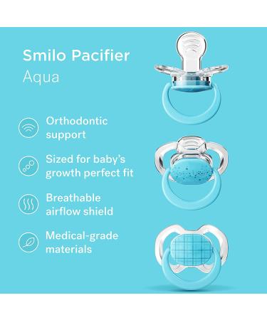Smilo Orthodontic Pacifier | Aqua Stage 2 | Supports Palate | 3-9 Months | Pack of 3 - Buy Online on SooperMarket.com