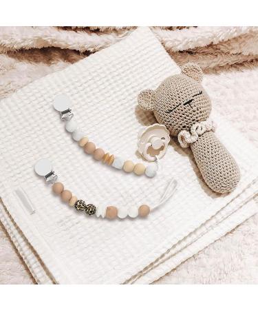 Kowlone Leopard Silicone Pacifier Chain Clips for Baby Girls - 2-Pack Dummy Holder for Baby Shower - Buy Online on SooperMarket.com
