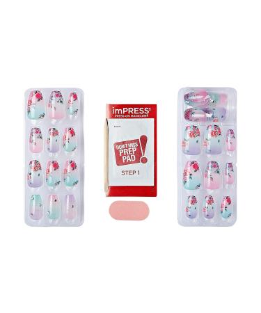 Shop KISS LoveShackFancy x imPRESS Lilac Crush Limited Edition Press-On Nails | Medium Coffin Purple | Prep Pad Mini File & Cuticle Stick Included | 30 Multicolor Fake Nails - Buy Online on SooperMarket.com