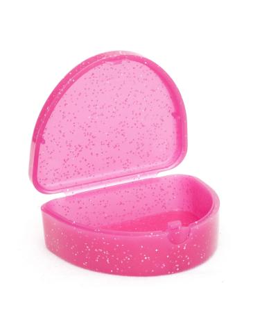Slim Orthodontic Dental Case - Colour & Glitter Choices for Retainers Bleaching Trays Dentures & More (Glitter Pink)
