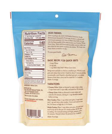 Bob's Red Mill Creamy White Corn Grits Hot Cereal / Polenta 24oz - Pack of 4 - 6lb Total - Buy Online on SooperMarket.com