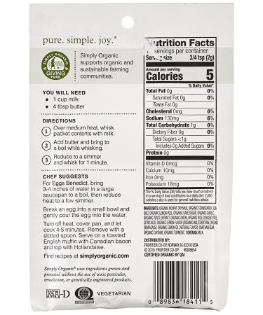 Simply Organic Hollandaise Sauce Mix - 0.74 oz | Organic, Gluten-Free - Buy Online on SooperMarket.com