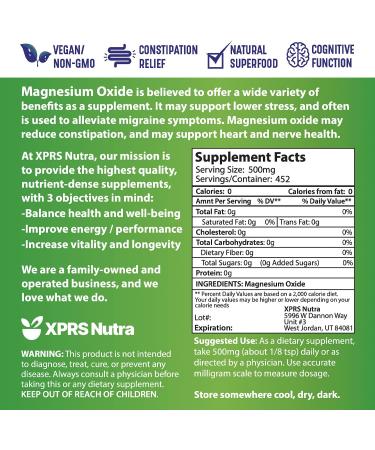 XPRS Nutra Magnesium Oxide Powder - Premium Bone and Joint Support Supplement (8 oz) - Buy Online on SooperMarket.com