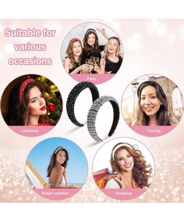 Syhood 5 Pieces Valentine's Day Rhinestone Padded Headband - Mixed Color | Wedding Hair Accessory with Crystal Beads and Glitter | Baroque Rhinestone Embellished Headpiece - Buy Online on SooperMarket.com