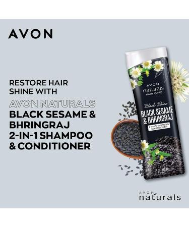 AVON Naturals Black Shine Bhringraj 2-in-1 Shampoo & Conditioner | 180 ml | Strengthen & Shine | International Shipping Available - Buy Online on SooperMarket.com