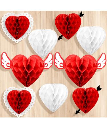 KatchOn Valentines Day Hanging Hearts - Pack of 9 | Valentine Honeycomb Hearts for Valentines Day Decorations | Red Paper Hearts for Valentine Hearts Decorations | Valentines Day Party Decorations - Buy Online on SooperMarket.com