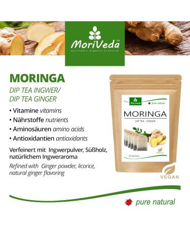 MoriVeda 100% Natural & Vegan Moringa Tea - Apple-Cinnamon Pomegranate Ginger Mint Blend (20 Bags) - Buy Online on SooperMarket.com