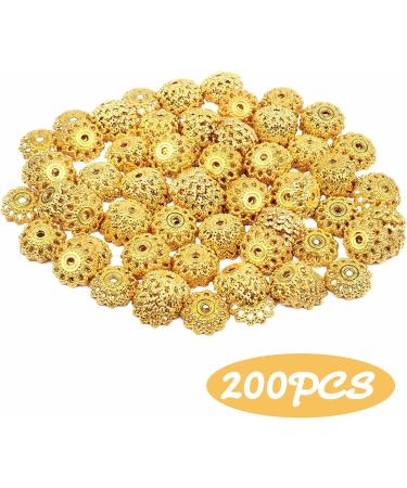 200 Pcs 11.5mm Antique Golden Flower Bead Caps - DIY Jewelry Making Supplies - Buy Online on SooperMarket.com