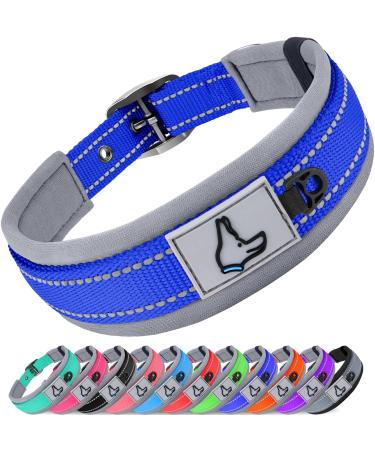 Joytale dog collar softly padded neoprene collars for extra large dogs nylon reflective wide collar dog royal blue XL (1 -pack) royal blue