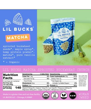 Organic Raw Sprouted Buckwheat Granola with Matcha - 6oz Pack - Buy Online on SooperMarket.com