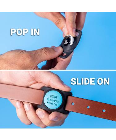 GoTags Engraved Airtag Dog Collar Holder - Personalized Slide On Tag for GPS Tracker - Customizable Pet ID Case - Track Dogs with Apple iPhone - Small Size - Buy Online on SooperMarket.com