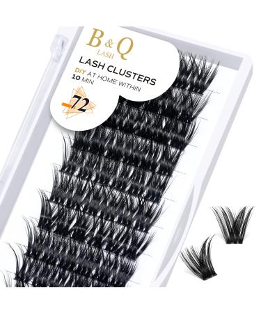 Cluster Lashes D Curl 12mm 72 Clusters B&Q Lash Clusters C D Curl Individual Cluster Lashes Mega Volume Eyelash Clusters DIY Lash Extensions Soft Fluffy Cluster Eyelash Extensions (B26 D-12mm) D-12 mm B 26