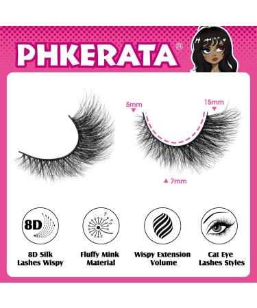 Buy 7 Pairs Cat Eye False Eyelashes - Natural Look Mink Fluffy 15mm 6D Volume Wispy Strip Lashes by PHKERATA - International Shipping Available - Buy Online on SooperMarket.com