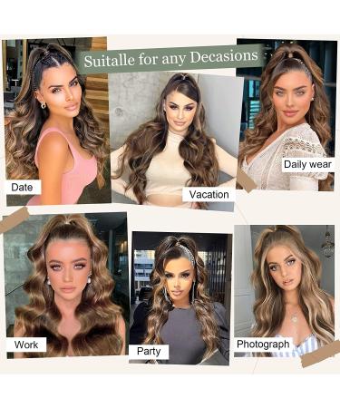 YEESHEDO Long Wavy Drawstring Ponytail Hair Extension | Clip-in Curly Synthetic Hairpiece 26 Chestnut Brown with Blonde | Women's Hair Accessories - Buy Online on SooperMarket.com