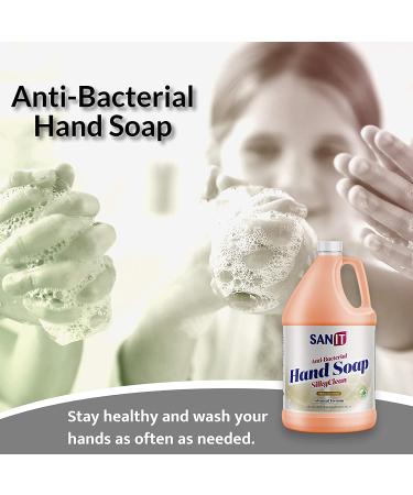 Sanit Silky Clean Antibacterial Hand Soap Refill - 1 Gallon with Coconut Oil & Aloe Vera - All Natural & Moisturizing - Made in USA - Buy Online on SooperMarket.com