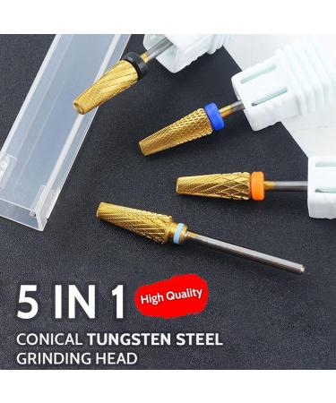 Nail Drill Bits 5 in 1 Multifunctional Replacement Nail File Bits Acrylic Nail Tools for Manicuring Polishing Pedicuring Removing - Buy Online on SooperMarket.com
