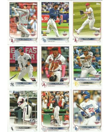 2022 Topps Opening Day Baseball Series Complete Mint 220 Card Set with Rookies and Stars including Mike Trout, Wander Franco, Vladimir Guerrero Jr and Fernando Tatis Jr Plus