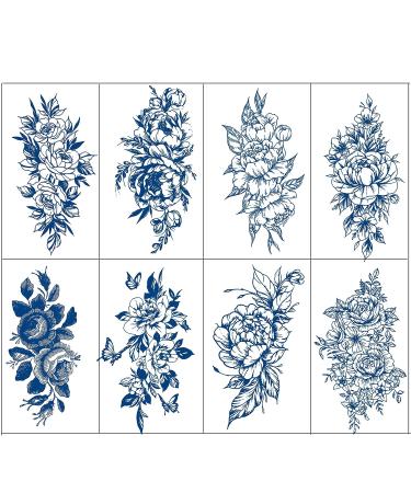 2 Week Flower Semi Permanent Tattoos for Women - 8 Large Sheets & Long-Lasting Juice Upgrade - Realistic Temporary Tattoo Stickers - Set of 10 Sheets - Buy Online on SooperMarket.com