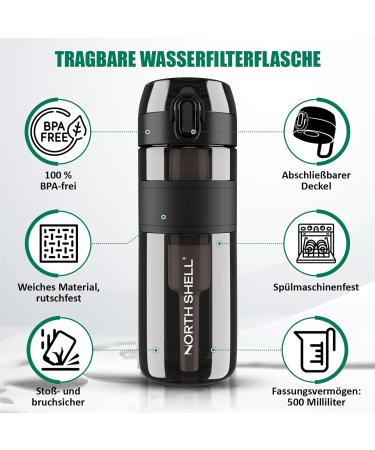 NORTH SHELL 500ml Water Filter | Outdoor Survival Hiking & Travel | Removes 99.99% Pollutants | Reliable & Portable Water Purifier - Buy Online on SooperMarket.com