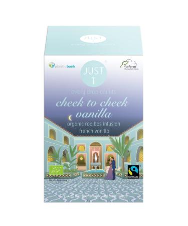 JUST T Cheek to Cheek Vanilla Premium Pyramid Tea Bag (20 pcs) | Organic Rooibos Tea Infused with French Vanilla | Biodegradable Premium Organic Tea Bags High-Grown Leaf Tea for All Tea Lovers Cheek to Cheek Vanilla 20 Pcs (Pyramid Bag)