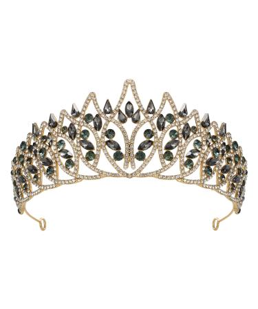 SWEETV Gold Tiara Crown for Women  Wedding Tiara for Bride  Black Crystal Crown Diadem  Princess Hair Accessories for Birthday Pageant Prom Halloween