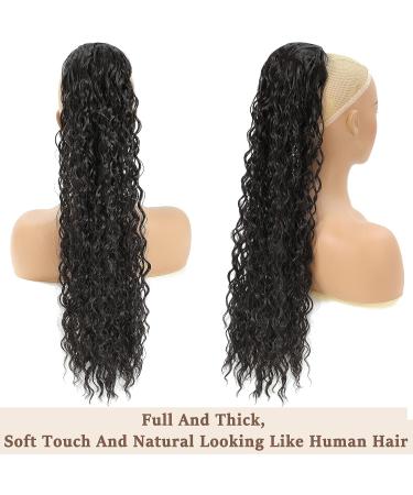 Dark Brown 24 Drawstring Curly Ponytail Extension | Synthetic Clip-In Hair Extensions - 24 Inch 4 - Buy Online on SooperMarket.com