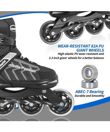 Adjustable Inline Hockey Skates - High Performance Blades for Men and Women - Black - Size Large (5-8US) - Buy Online on SooperMarket.com
