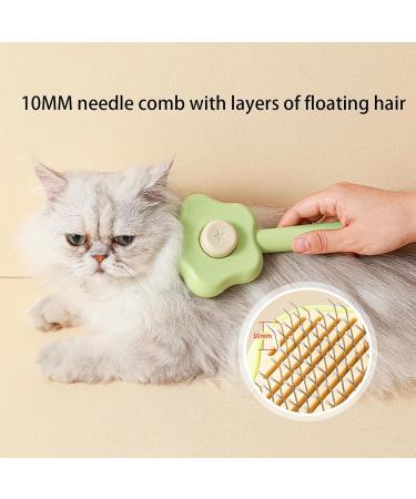 Self-Cleaning Cat Brush with Unlocking Button - Compact Fur Care Brush for Dogs Cats & Rabbits - Efficient Hair Removal in Green - Buy Online on SooperMarket.com
